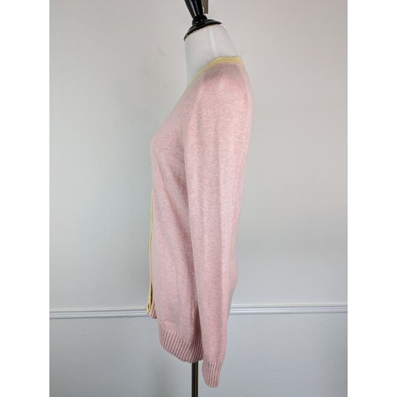 Faconnable Cardigan Sweater Cotton Cashmere Classic Preppy Pink Yellow Size S - Picture 6 of 11